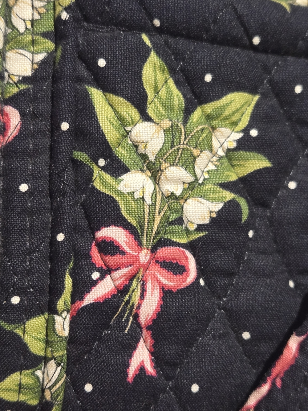 Vera Bradley Retired"New Hope" Floral Quilted Tote Bag Purse Pockets Black Pink - Picture 10 of 12